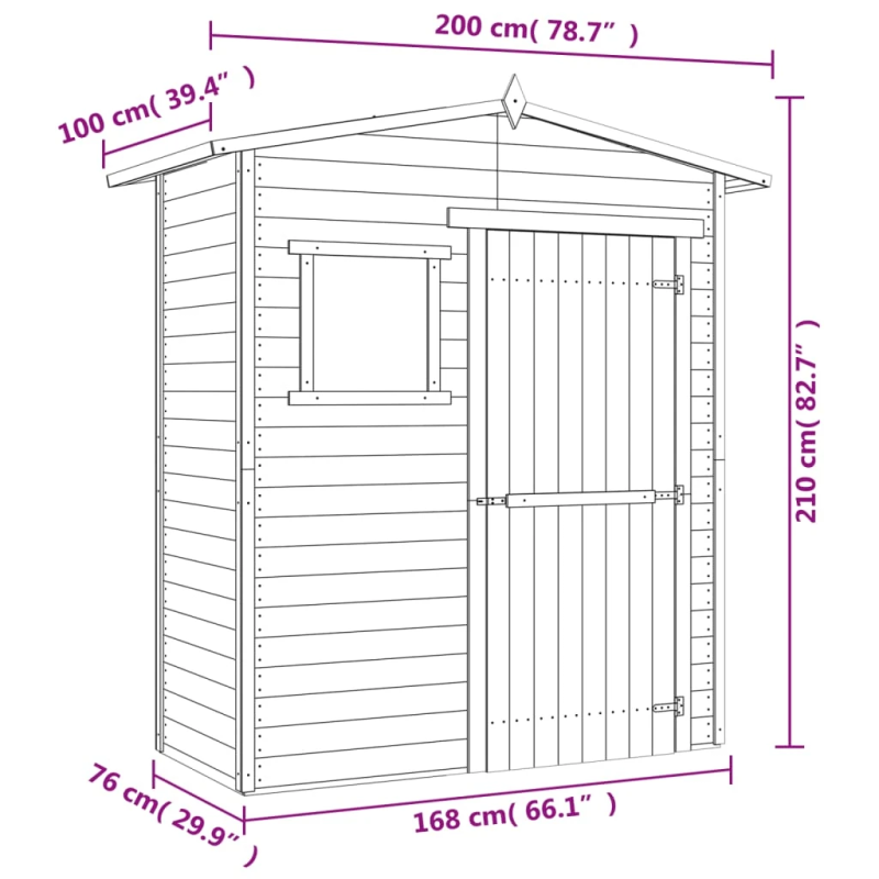 vidaXL dārza šķūnis, impregnēts priedes koks