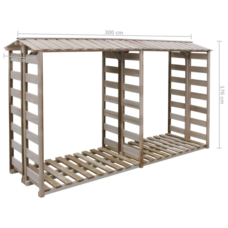 vidaXL malkas nojume, 300x90x176 cm, impregnēts priedes koks