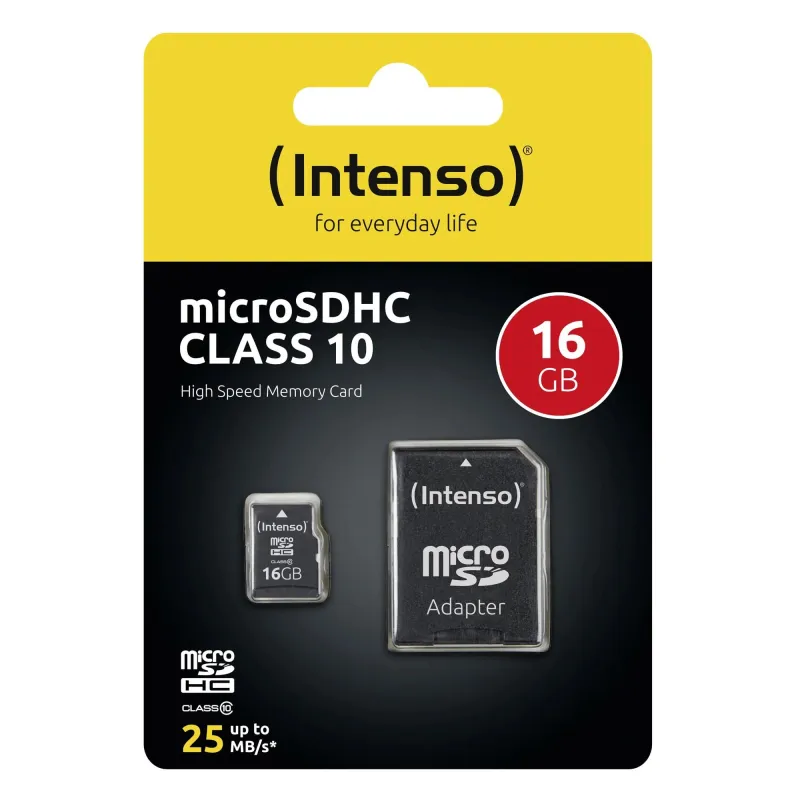 Memory micro sdhc 16gb c10-w-adapter 3413470 intenso