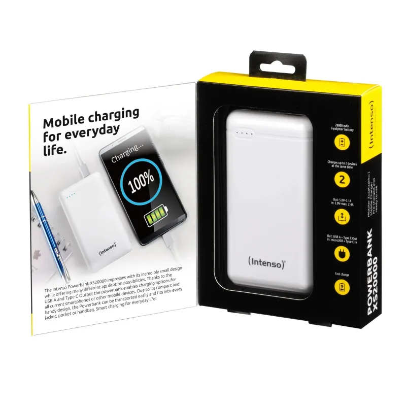 Power bank usb 20000mah-white xs20000 intenso