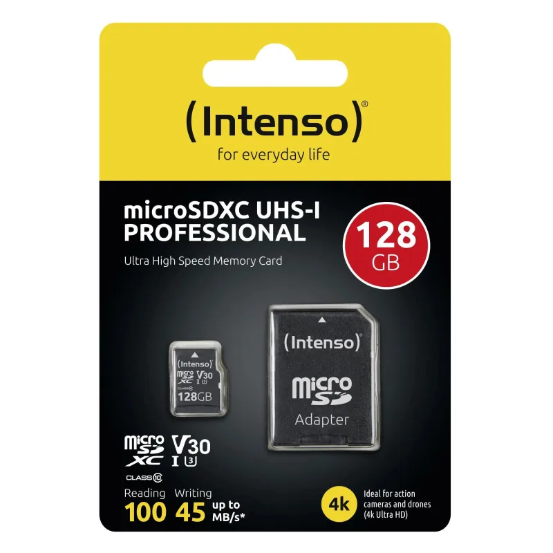 Memory micro sdxc 128gb c10-w-adapter 3433491 intenso