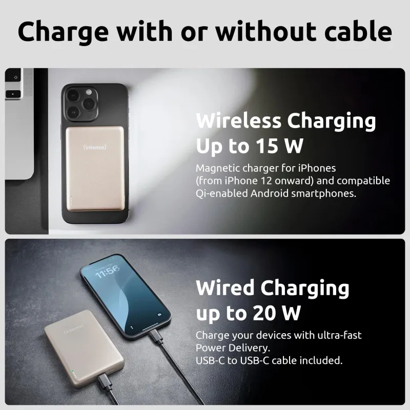 Power bank usb 10000mah mag-champagne 7344031 intenso