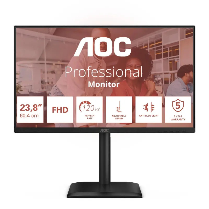 LCD Monitor-AOC- 60.5 cm ,23.8,-1920 x 1080 pixels-Full HD-Native aspect ratio 16:9-LED-Flat-24E4U
