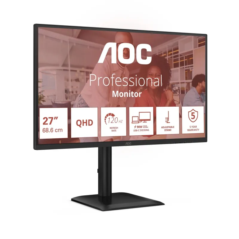 LCD Monitor-AOC-27 -2560 x 1440 pixels-Quad HD-Native aspect ratio 16:9-LED-Flat-Q27E4CV
