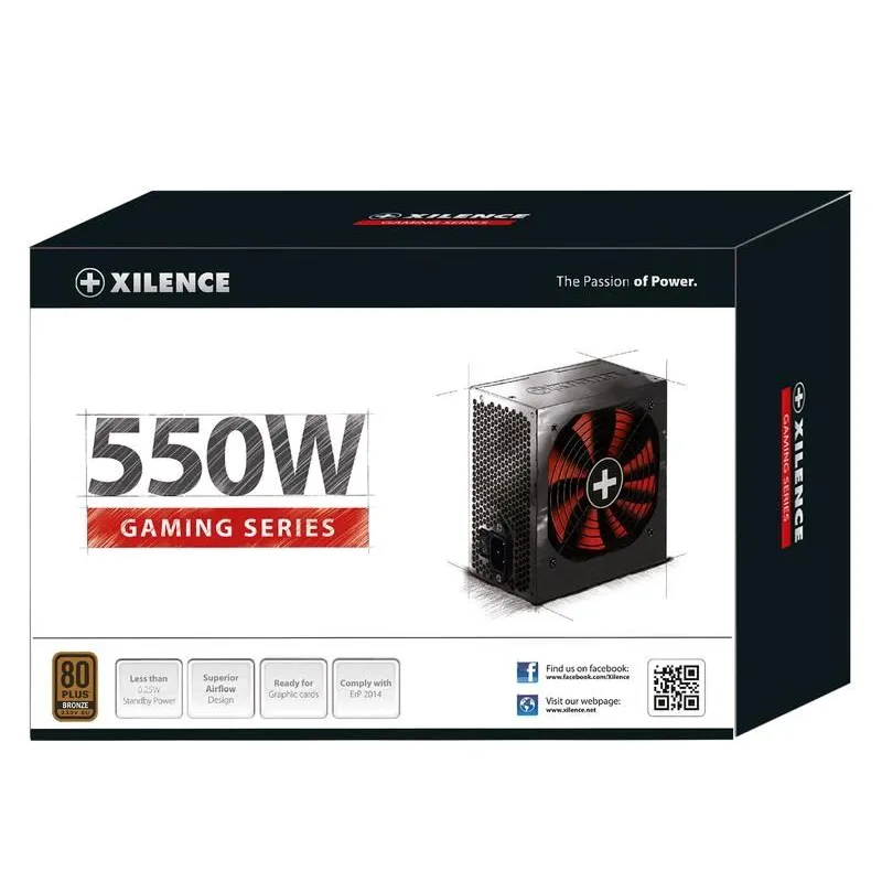 Power Supply-XILENCE-550 Watts-Efficiency 80 PLUS BRONZE-PFC Active-XN215