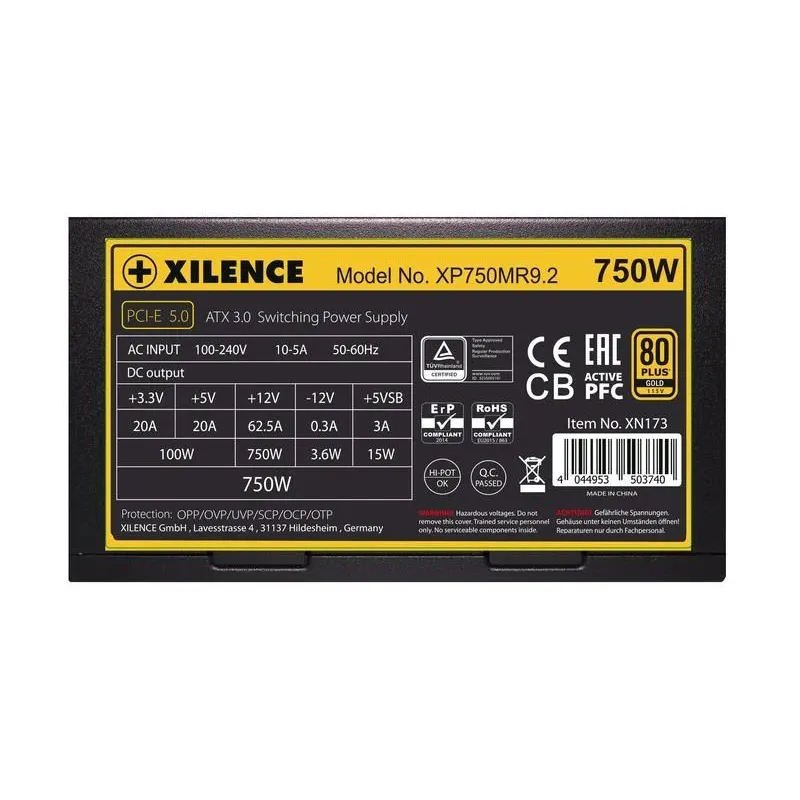 Power Supply-XILENCE-750 Watts-Efficiency 80 PLUS GOLD-PFC Active-XN173