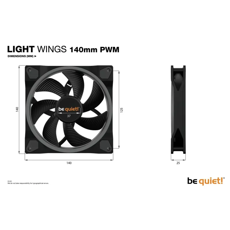 Case fan 140mm light wings-bl074 be quiet