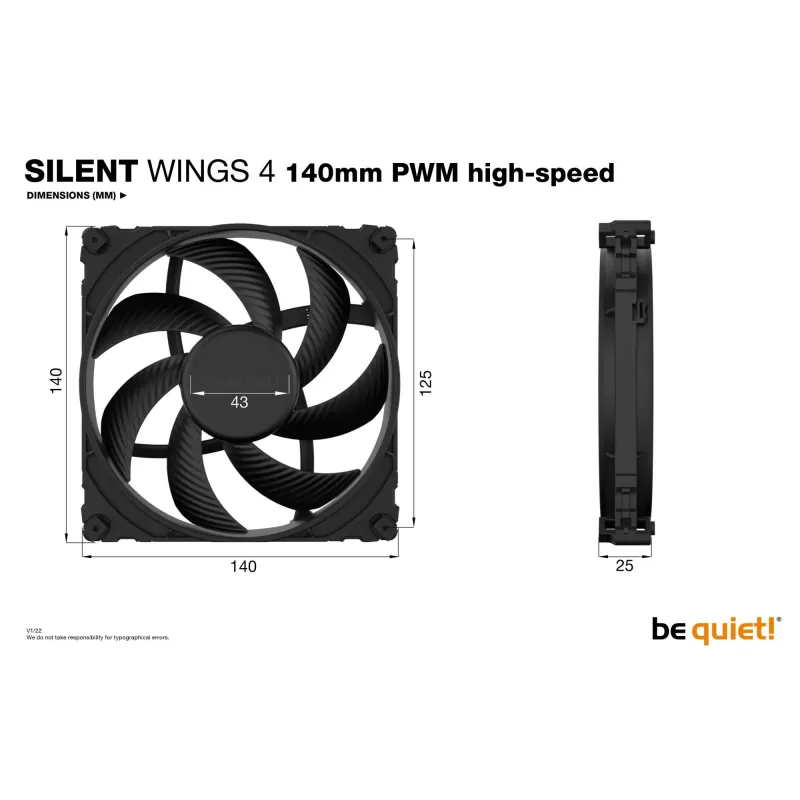 Case fan 140mm silent wings 4-bl097 be quiet