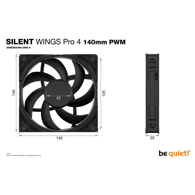 Case fan 140mm silent wings-pro 4 bl099 be quiet