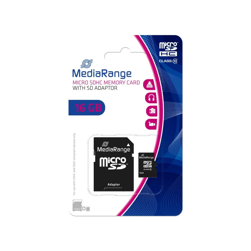 Memory micro sdhc 16gb c10-w-adapter mr958 mediarange
