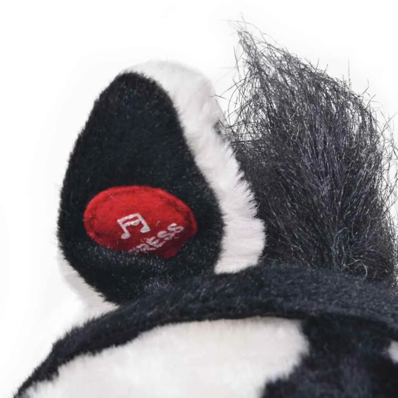 vidaXL rotaļu zirgs, XXL, plīšs, melns ar baltu