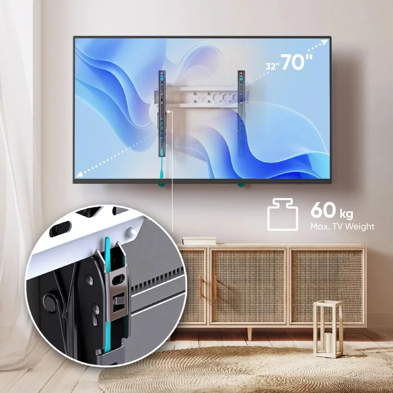 Tv set acc wall mount -32-70-black-white tm5-bw onkron