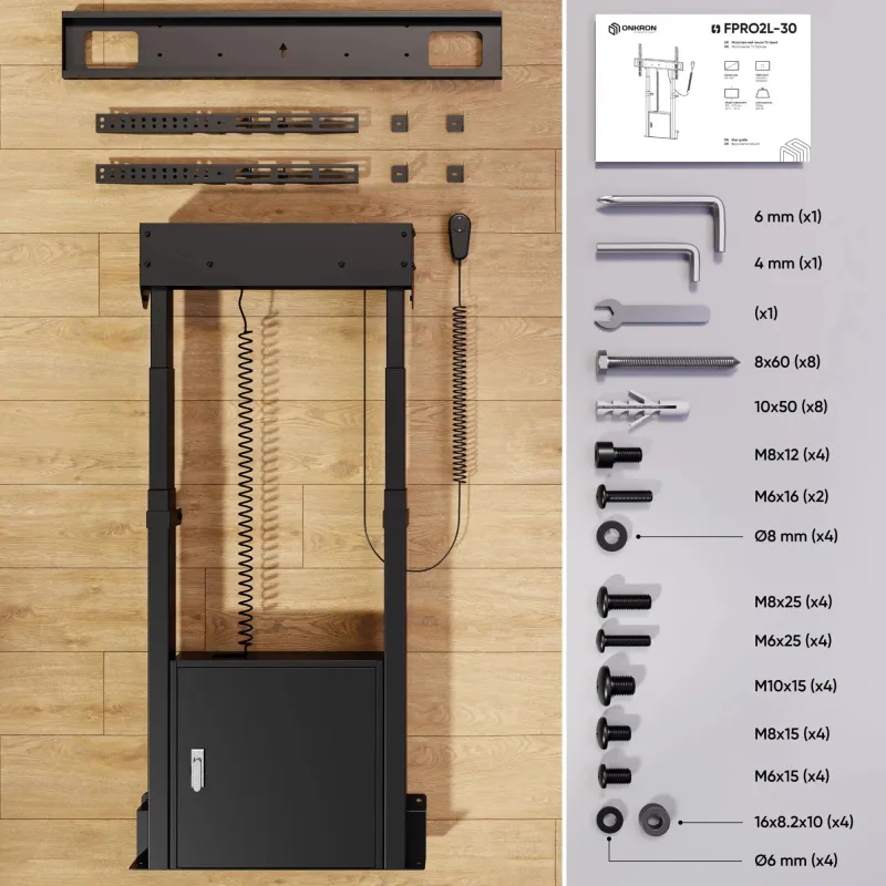 Tv set acc floor stand -55-100-black fpro2l-30-b onkron