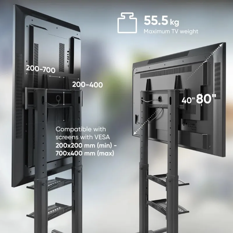Tv set acc mobile stand-40-80-black ts2771-b onkron