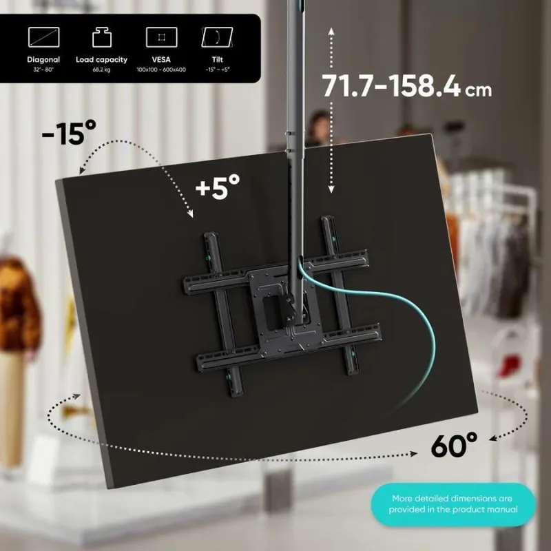 Tv set acc ceiling mount-32-80 black n1l-b onkron