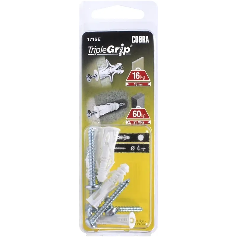 Dībelis Cobra, paredzēts gk plāksnēm-universāls, 4 mm x 29 mm, 5 gab.