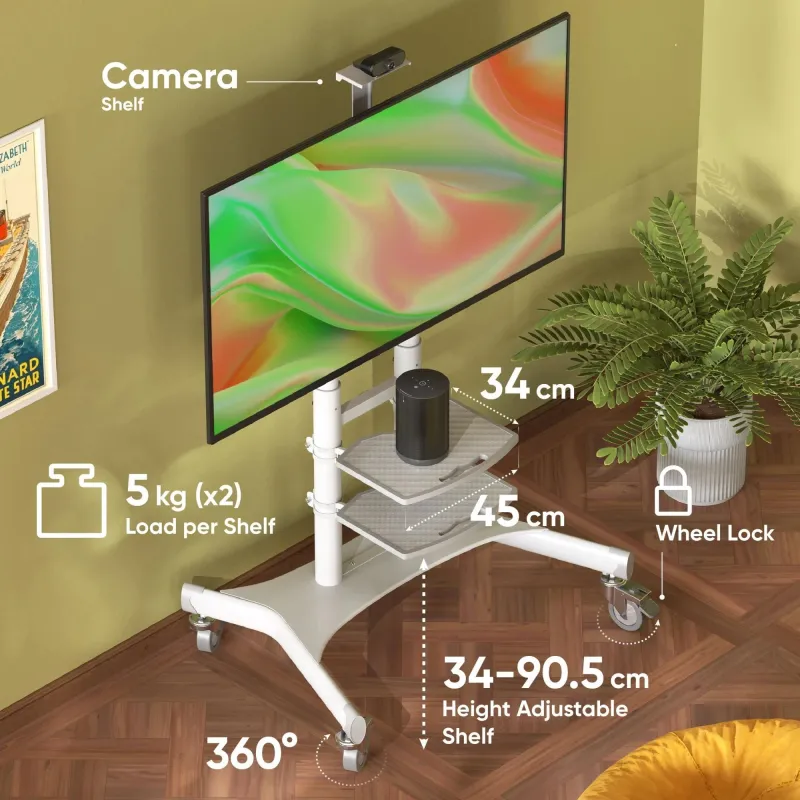 Tv set acc mobile stand-50-86-white ts1881-w onkron