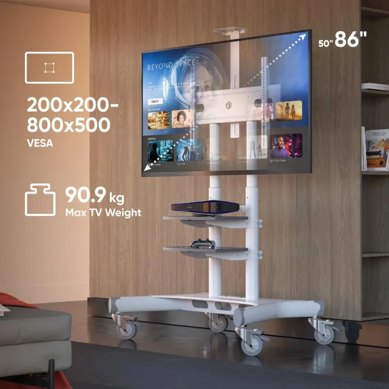Tv set acc mobile stand-50-86-white ts1881-w onkron