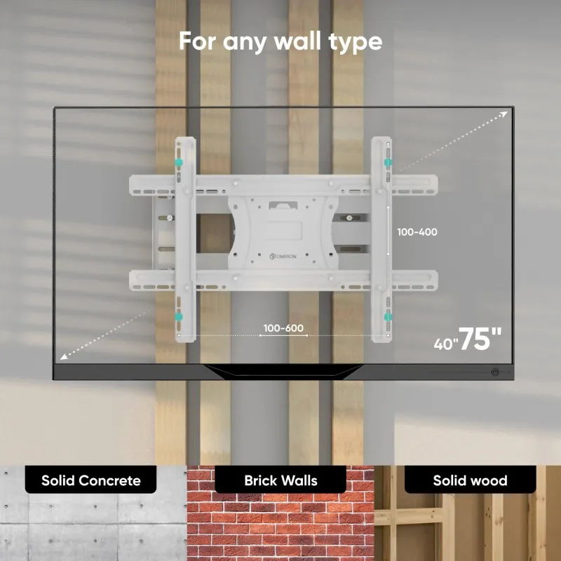 Tv set acc wall mount-40-75-white m7l-w onkron