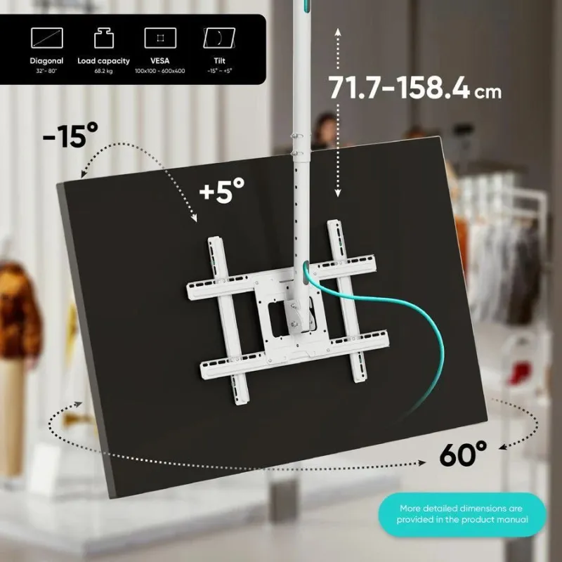 Tv set acc ceiling mount-32-80 white n1l-w onkron
