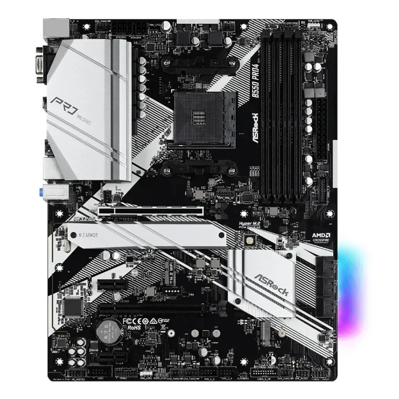 Mainboard-ASROCK-AMD B550-SAM4-ATX-2xPCI-Express 3.0 1x-1xPCI-Express 3.0 16x-2xM.2-1xPCI-Express 4.0 16x-Memory DDR4-Memory