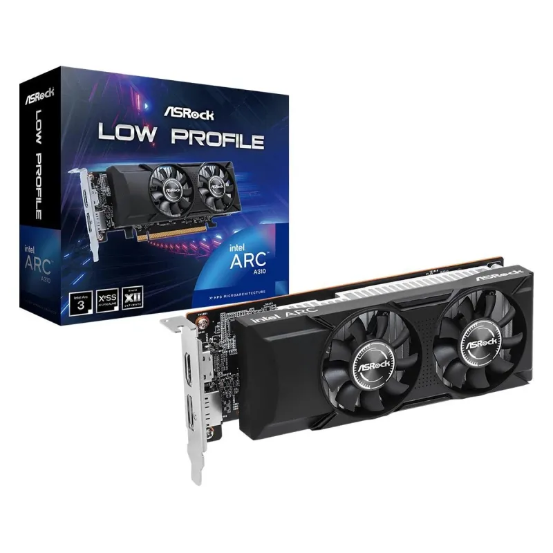 Graphics Card-ASROCK-Intel-Arc A310-2000 MHz-4 GB-GDDR6-64 bit-PCI Express x8 4.0-Active-A310LP4G