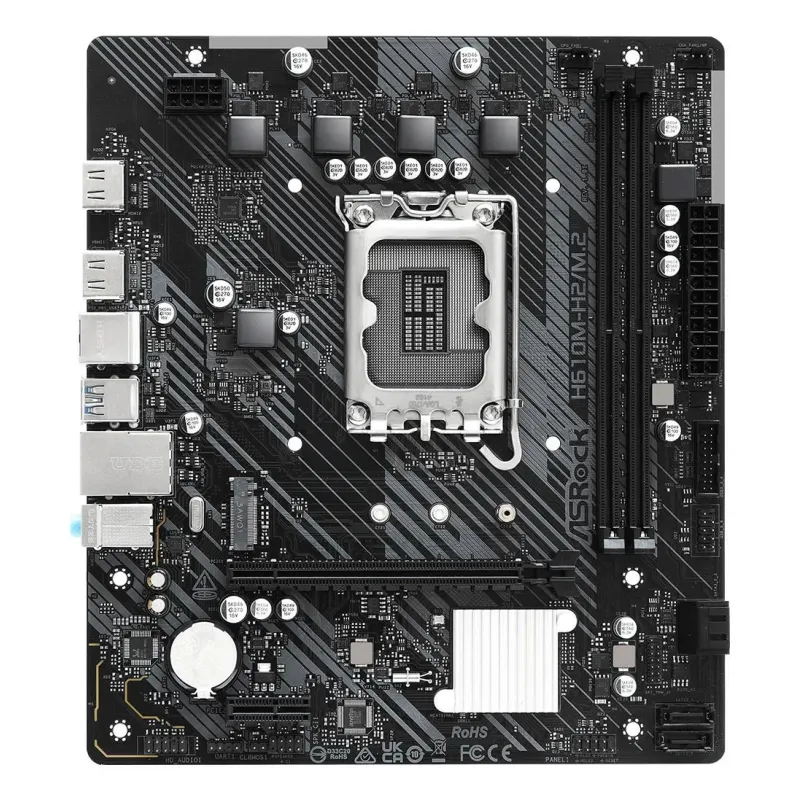 Mainboard-ASROCK-Intel H610-LGA1700-Micro-ATX-Memory DDR4-Memory slots 2-1xPCI-Express 3.0 1x-1xPCI-Express 4.0