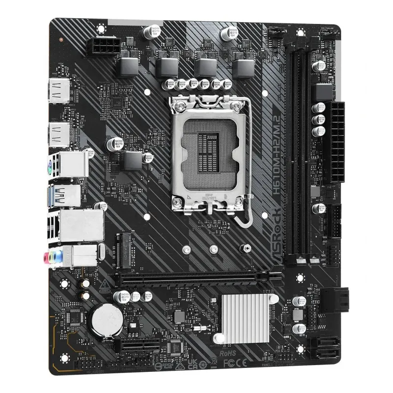 Mainboard-ASROCK-Intel H610-LGA1700-Micro-ATX-Memory DDR4-Memory slots 2-1xPCI-Express 3.0 1x-1xPCI-Express 4.0