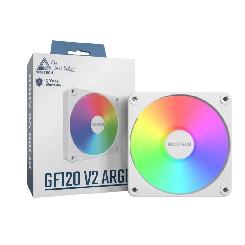Case fan 120mm-gf120 v2 argb pwm ,w, montech
