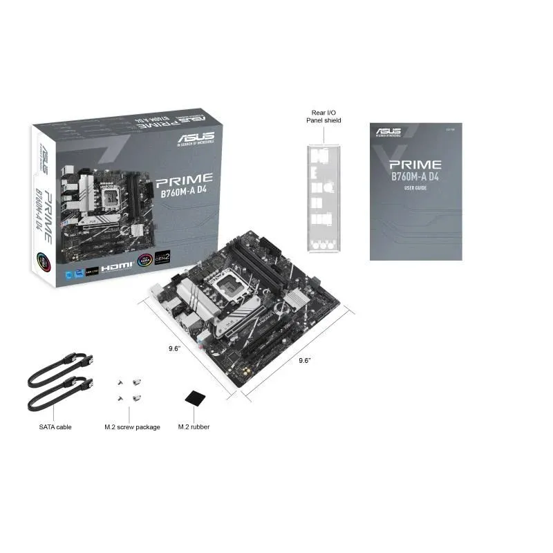 Mainboard-ASUS-Intel B760 Express-LGA1700-Micro-ATX-Memory DDR4-Memory slots 4-1xPCI-Express 4.0