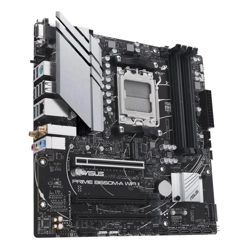 Asus - PRIME B650M-A WIFI II - Processor family AMD - Processor socket AM5 - DDR5 DIMM - Memory slots 4 - Supported hard disk