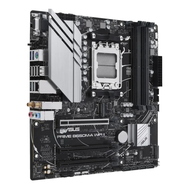 Asus - PRIME B650M-A WIFI II - Processor family AMD - Processor socket AM5 - DDR5 DIMM - Memory slots 4 - Supported hard disk