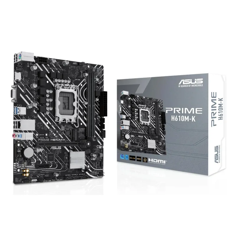 Mainboard-ASUS-Intel H610-LGA1700-Micro-ATX-Memory DDR5-Memory slots 2-1xPCI-Express 3.0 1x-1xPCI-Express 4.0 16x-1xM.2-1x15pin