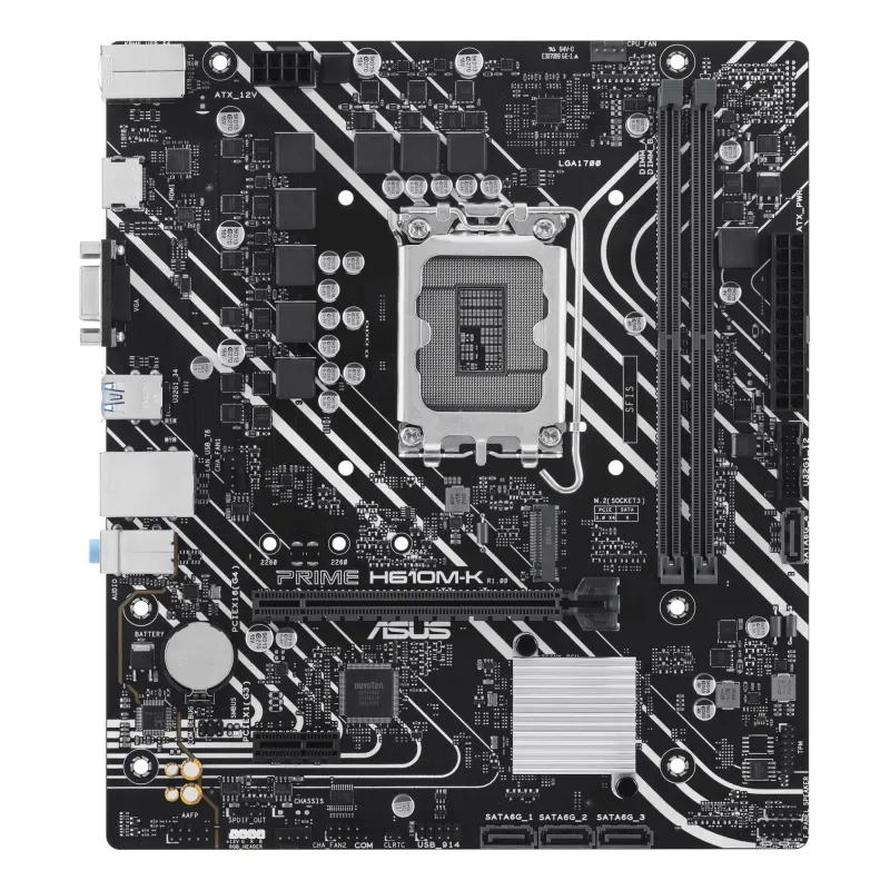 Mainboard-ASUS-Intel H610-LGA1700-Micro-ATX-Memory DDR5-Memory slots 2-1xPCI-Express 3.0 1x-1xPCI-Express 4.0 16x-1xM.2-1x15pin