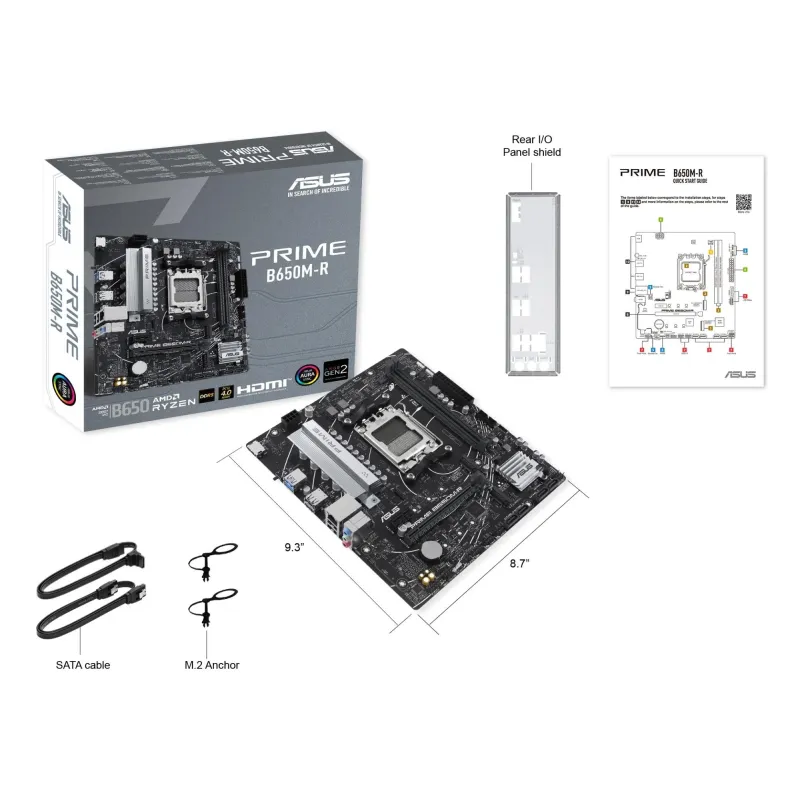 Mainboard-ASUS-AMD B650-SAM5-Micro-ATX-Memory DDR5-Memory slots 2-1xPCI-Express 4.0 1x-2xPCI-Express 4.0 16x-2xM.2-1xHDMI-4xUSB