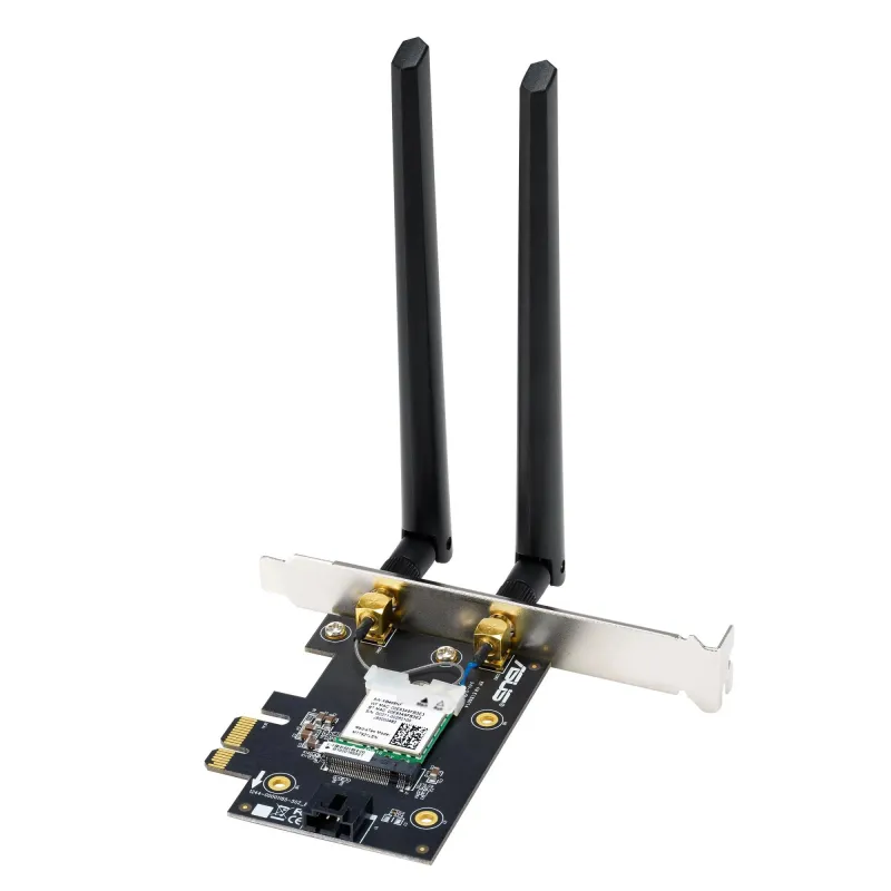 Asus WiFi 7 PCI-E Adapter with 2 external antennas - PCE-BE6500 - 802.11be - Mesh Support No - MU-MiMO No - No mobile broadband