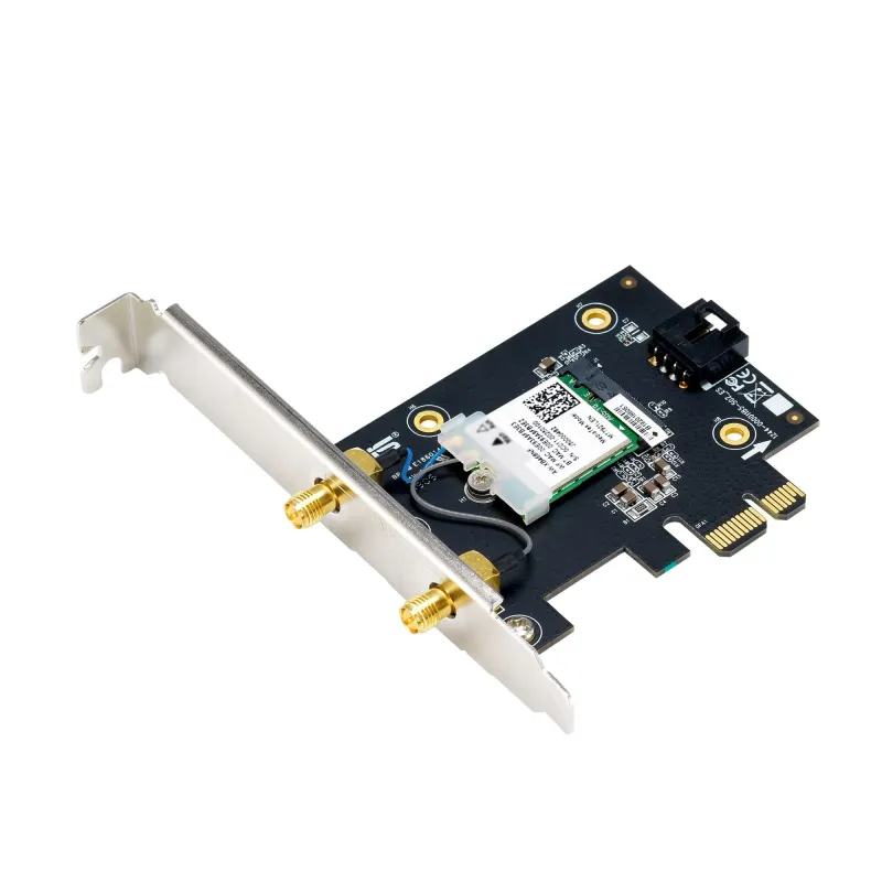 Asus WiFi 7 PCI-E Adapter with 2 external antennas - PCE-BE6500 - 802.11be - Mesh Support No - MU-MiMO No - No mobile broadband