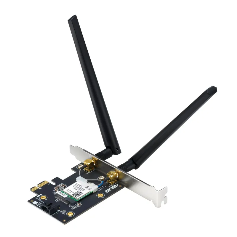 Asus WiFi 7 PCI-E Adapter with 2 external antennas - PCE-BE6500 - 802.11be - Mesh Support No - MU-MiMO No - No mobile broadband
