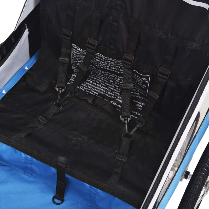vidaXL bērnu velo piekabe, 30 kg, pelēka ar zilu