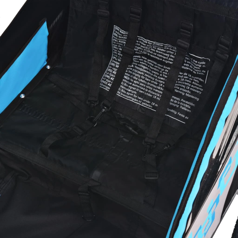 vidaXL bērnu velo piekabe, 30 kg, pelēka ar zilu
