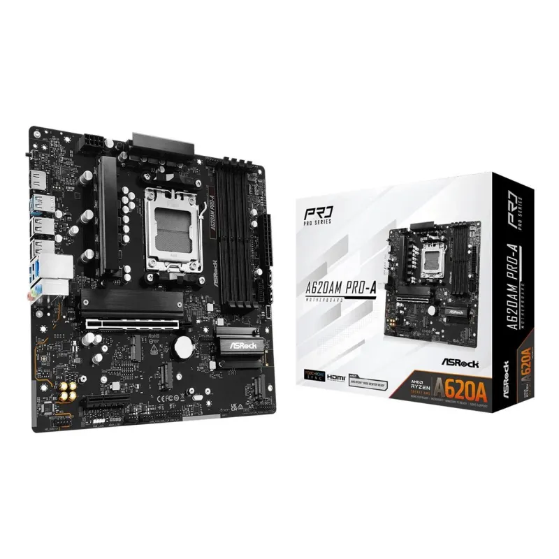 Mainboard-ASROCK-AMD A620-Socket AM5-micro ATX-RAM DDR5-SDRAM-4xSlots-On-board graphics card Yes-3xNumber of M.2 ,M,