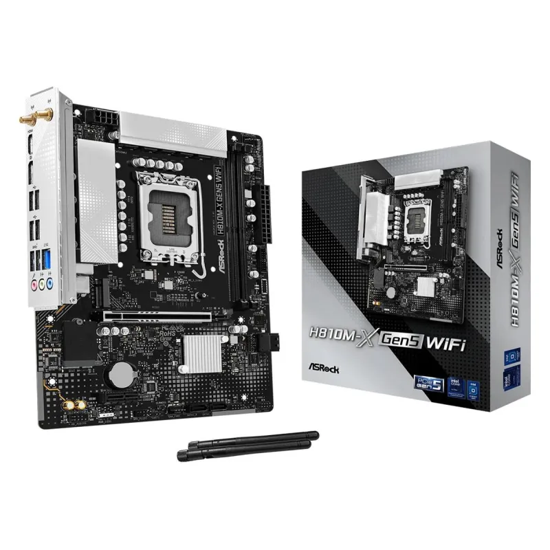 Mainboard-ASROCK-LGA 1851 ,Socket V1,-RAM DDR5-SDRAM-2xSlots-H810M-XGEN5WIFI