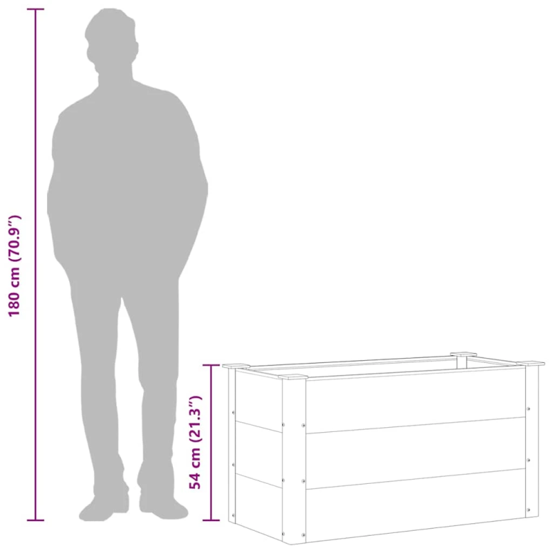 vidaXL augstā puķu kaste, 100x50x54 cm, pelēks WPC