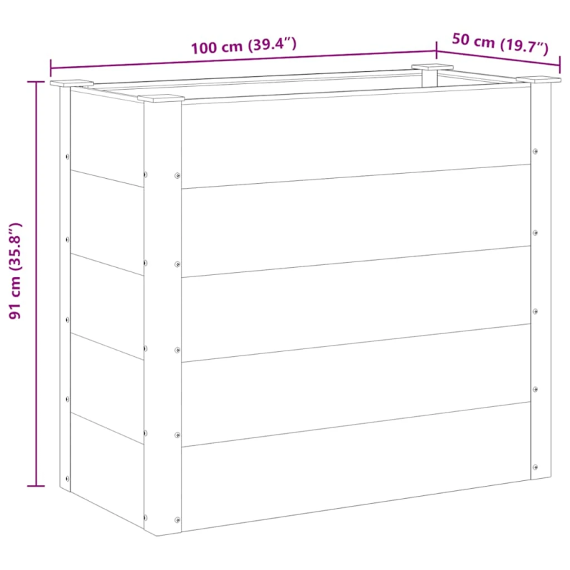 vidaXL augstā puķu kaste, 100x50x91 cm, pelēks WPC