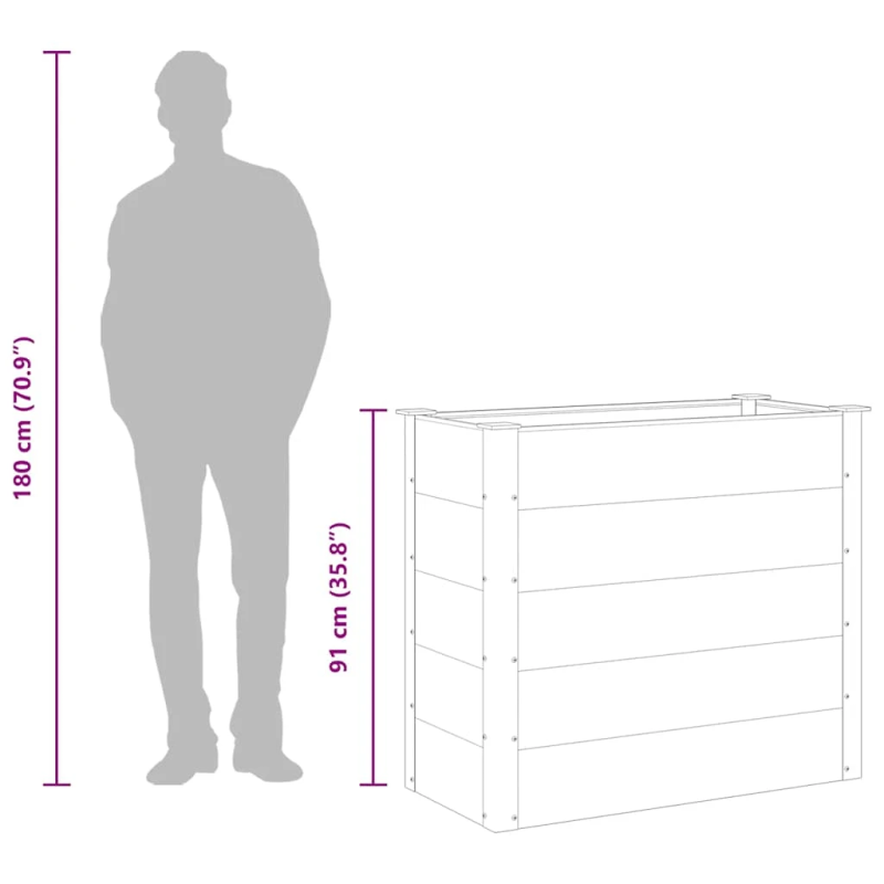vidaXL augstā puķu kaste, 100x50x91 cm, pelēks WPC