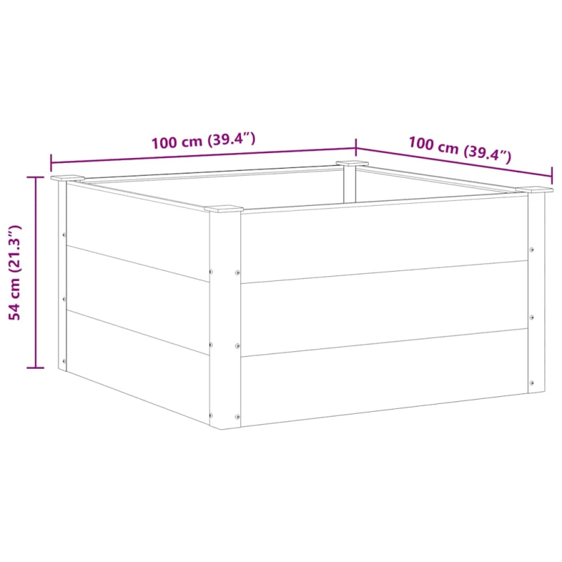 vidaXL augstā puķu kaste, 100x100x54 cm, pelēks WPC