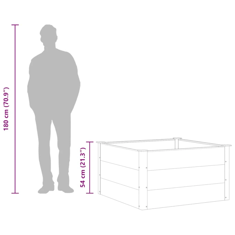vidaXL augstā puķu kaste, 100x100x54 cm, pelēks WPC