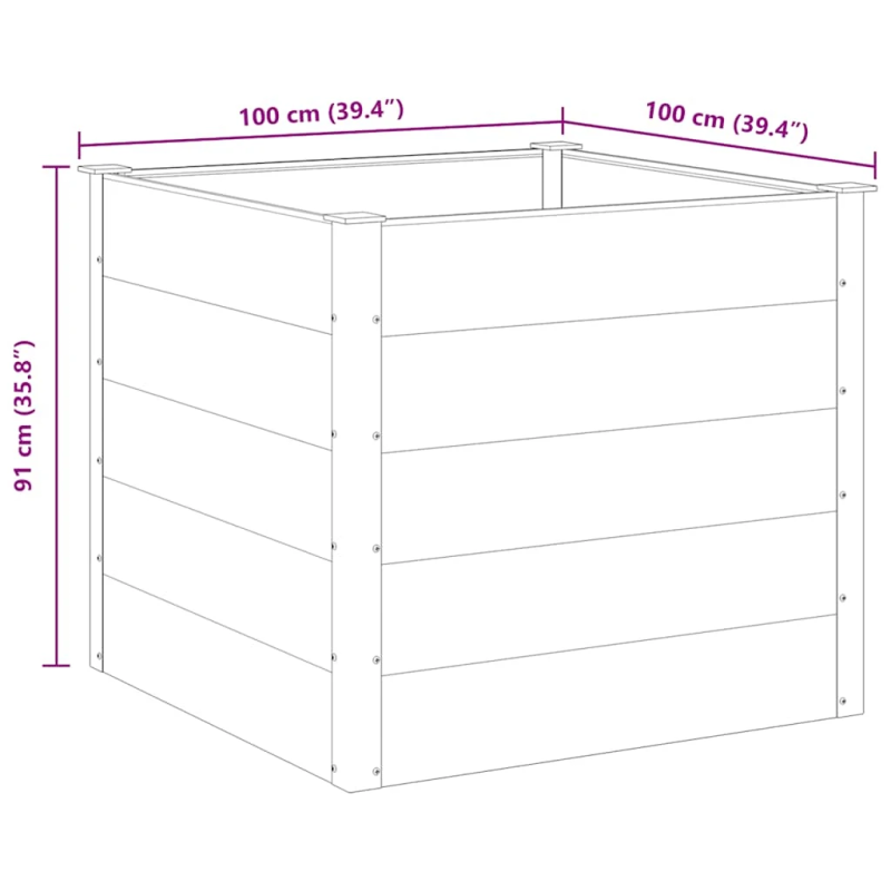 vidaXL augstā puķu kaste, 100x100x91 cm, pelēks WPC