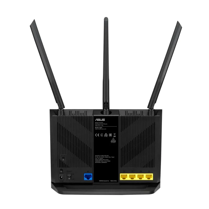 Wireless Router-ASUS-Wireless Router-1800 Mbps-Wi-Fi 5-Wi-Fi 6-1 WAN-4x10-100-1000M-Number of antennas 4-4G-AX56