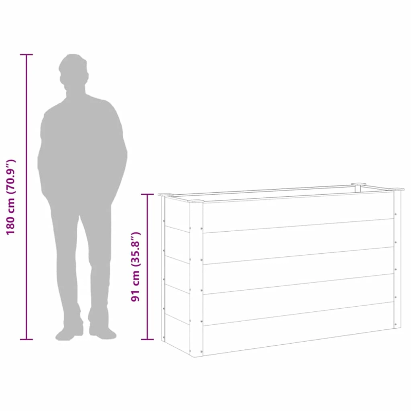 vidaXL augstā puķu kaste, 150x50x91 cm, pelēks WPC